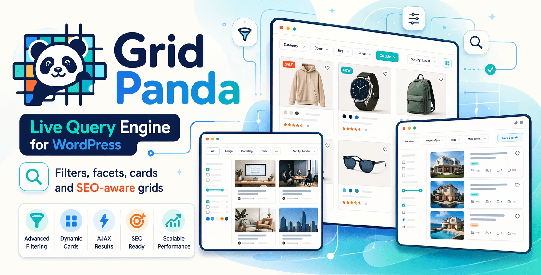 Grid Panda engine layers and filtered grid preview